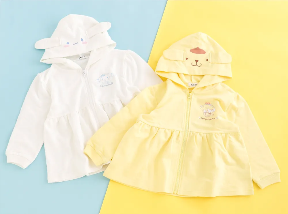 耳付きフードが可愛い！シナモロールとポムポムプリンのなりきりジップパーカー