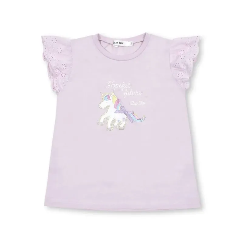 袖フリルTシャツ