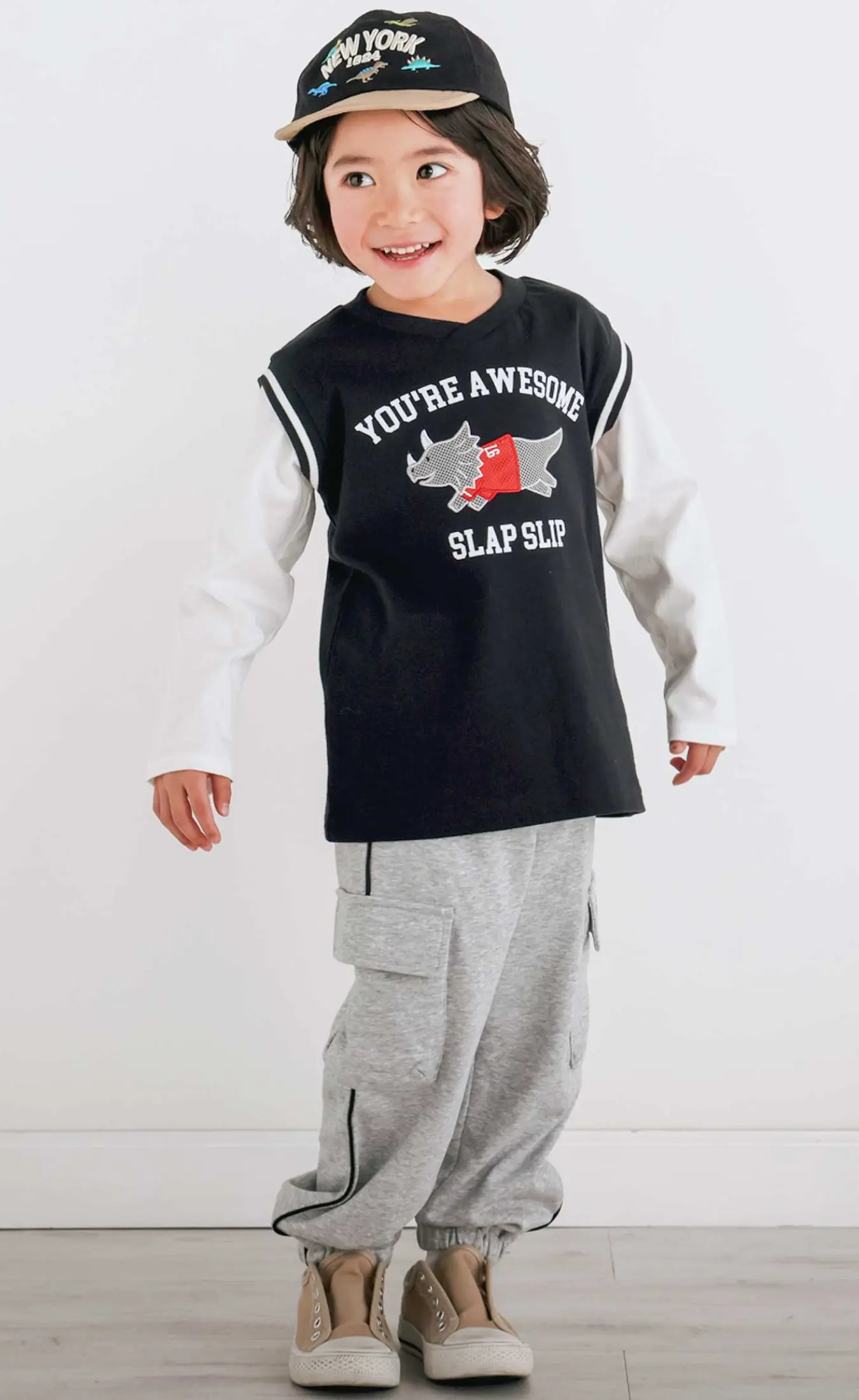 ワッペン配色Tシャツ