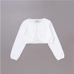 SLAP SLIP スカラップニットボレロ（白）の商品単体写真