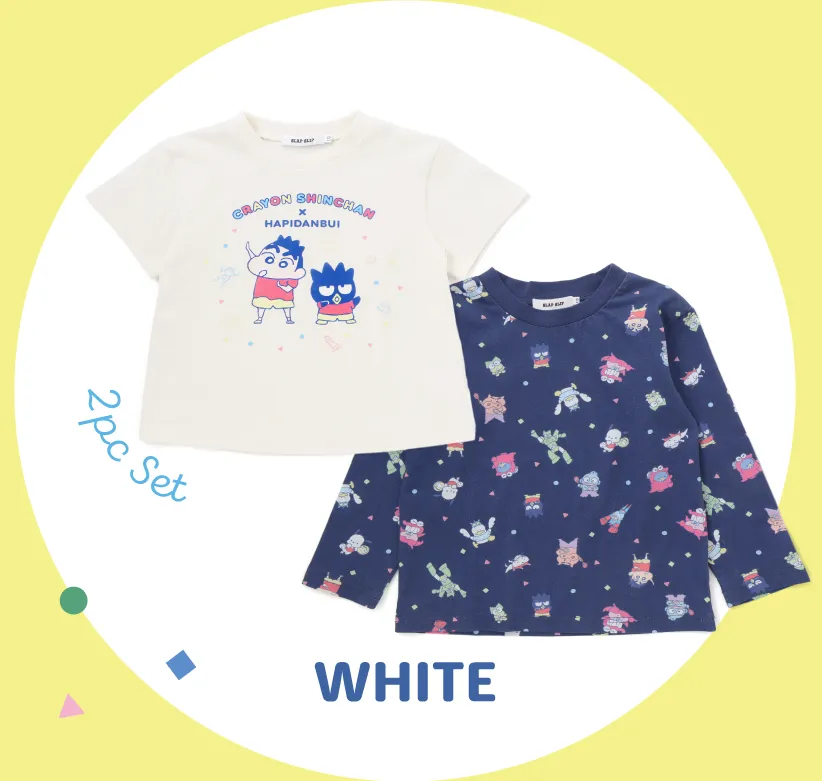 総柄長袖Tシャツ（クレヨンしんちゃん＆はぴだんぶいコラボ）のディテール