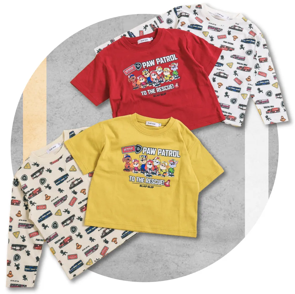 SLAP SLIP（スラップスリップ）パウ・パトロール「ビッグトラック」Tシャツ2点セットの重ね着コーディネート例