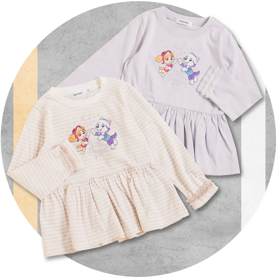 SLAP SLIP（スラップスリップ）パウ・パトロール「スカイ＆エベレスト」プリントTシャツのふんわりシルエット
