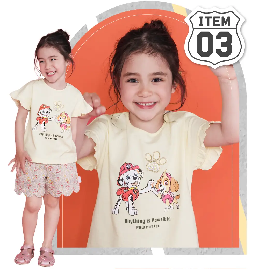 パウ・パトロール きらきら刺しゅう半袖Tシャツ デザイン1
