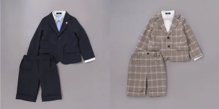 SLAP SLIP×POLO BCS セレモニー服を着用した複数のキッズモデル集合写真 (70cm～150cmの豊富なサイズ展開)