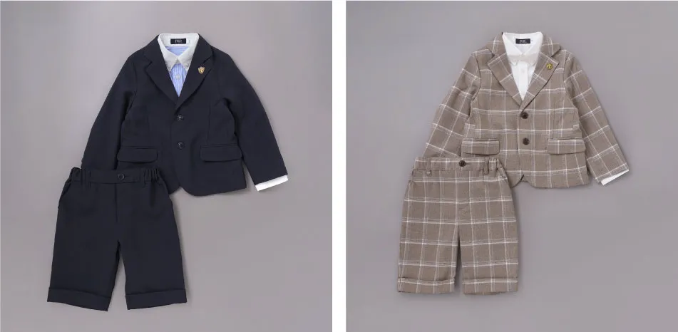 POLO BCS 4点セットのジャケット、シャツ、ネクタイ、ピンバッジなどセレモニースタイルのディテール