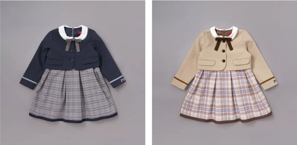 POLO BCS 3点セットの丸襟やプリーツ、リボンなどガーリーなセレモニースタイルのディテール