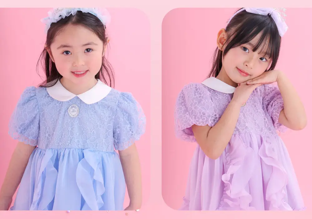 上品な印象を与えるふんわり袖と丸襟のディテールカット