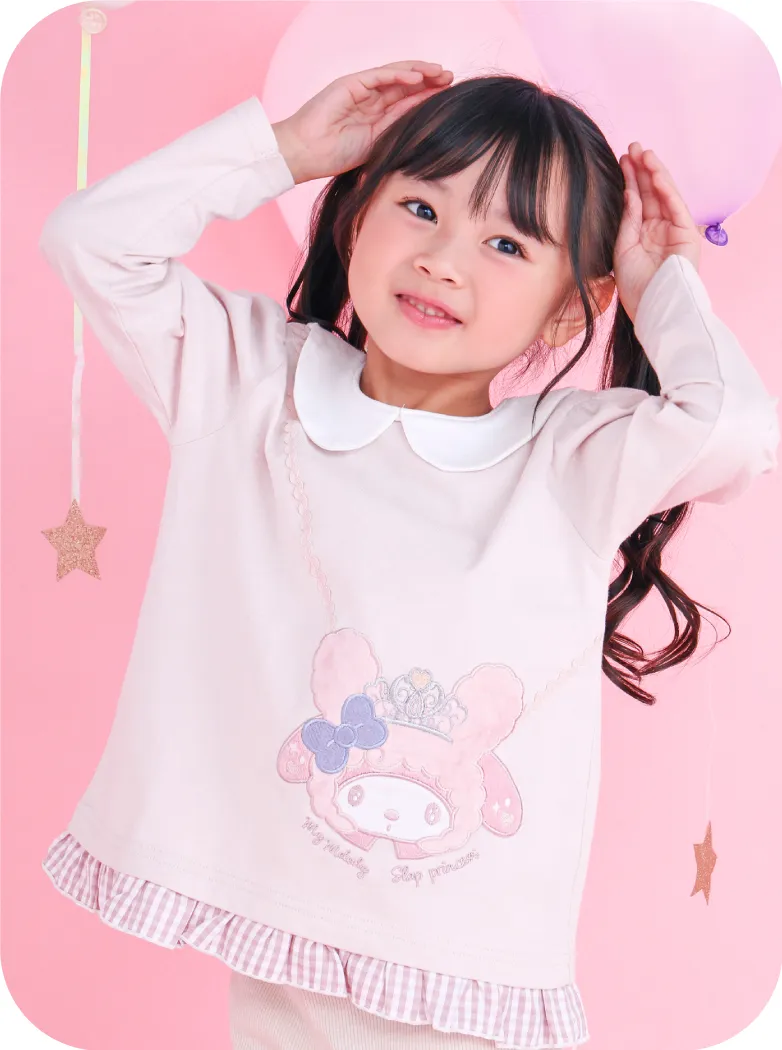 ポシェット風襟付きTシャツの着用イメージ