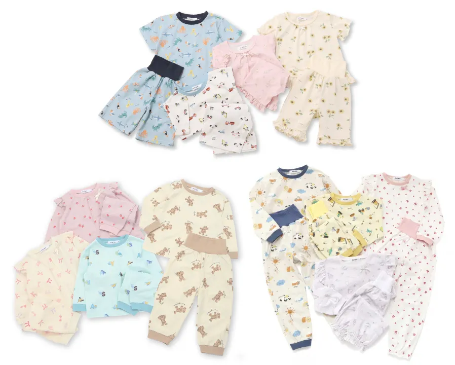 SLAP SLIP スララク 長袖みんみんパジャマの生地感アップ画像