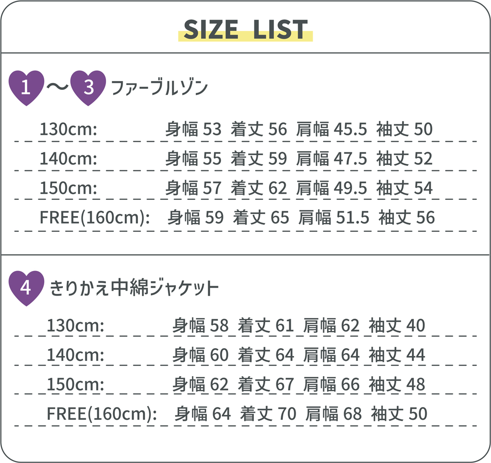 SIZE LIST