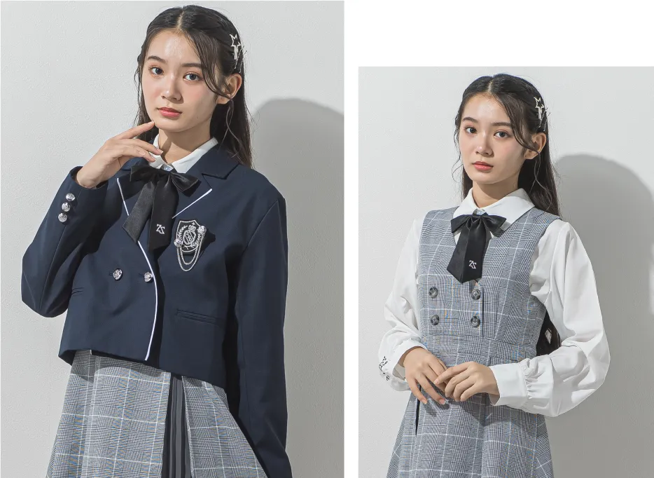 ジャンスカスタイルのアップ、プリーツとハイウエストのディテール