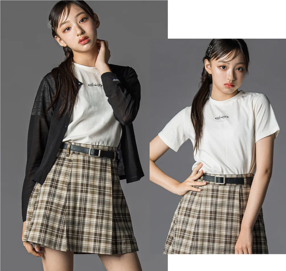ZIDDY（ジディー）秋の新作：子供が着用する薄手半袖Tシャツとシアー素材カーディガンのセット